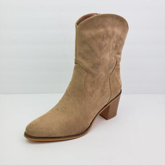 Olivia & Kate New York Bonita Womens Size 9.5 Brown 3.25" Heeled Western Boots - Picture 2 of 14